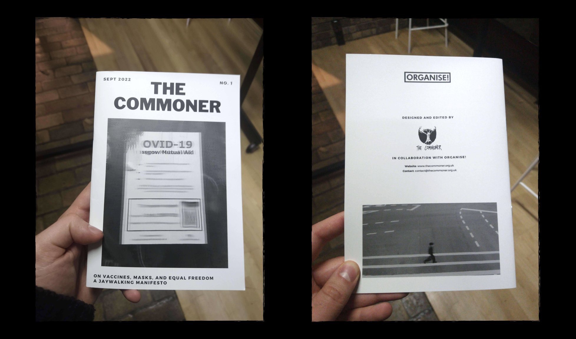 One of our editors holds a copy of our first printed edition, entitled: 'The Commoner No. 1'.
